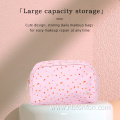 Cross print PU Twill makeup bag/Metal zipper makeup bag/Small pink polka dots waterproof printed makeup bag